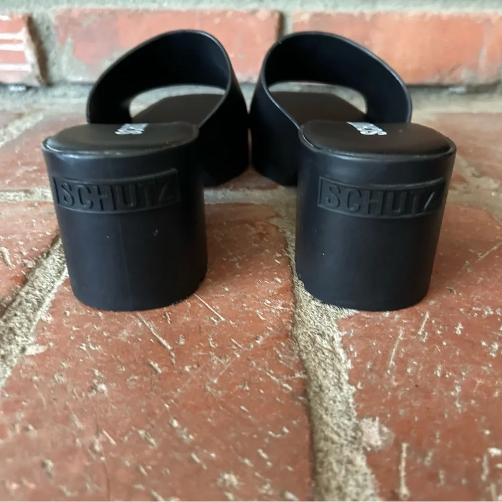 SCHUTZ Mizzy Block Heel Slide Sandals Y2K in Black Sz 7